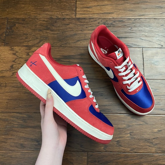 Nike Air Force 1 Barber shop Red and blue scissors Sneakers - Picture 1 of 9